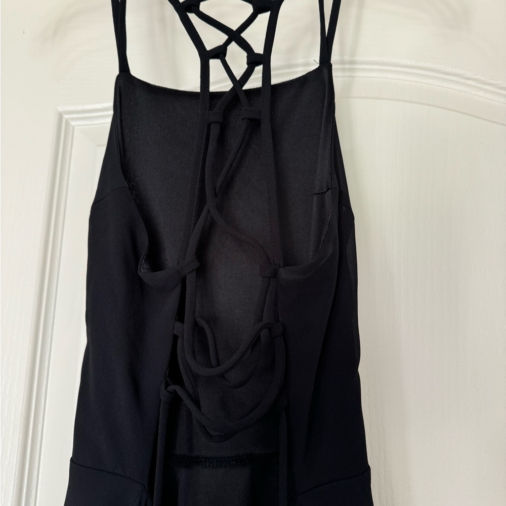Black Halter Backless Knee-Length Bodycon Dress